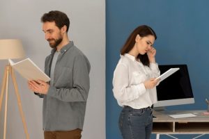 back-back-man-with-book-woman-with-tablet_23-2148919878
